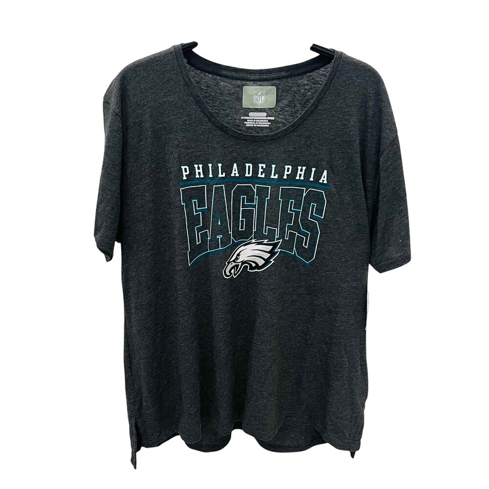 NFL Philadelphia Eagles Womens 2XL Scoop Neck Graphic T-Shirt Charcoal Gray